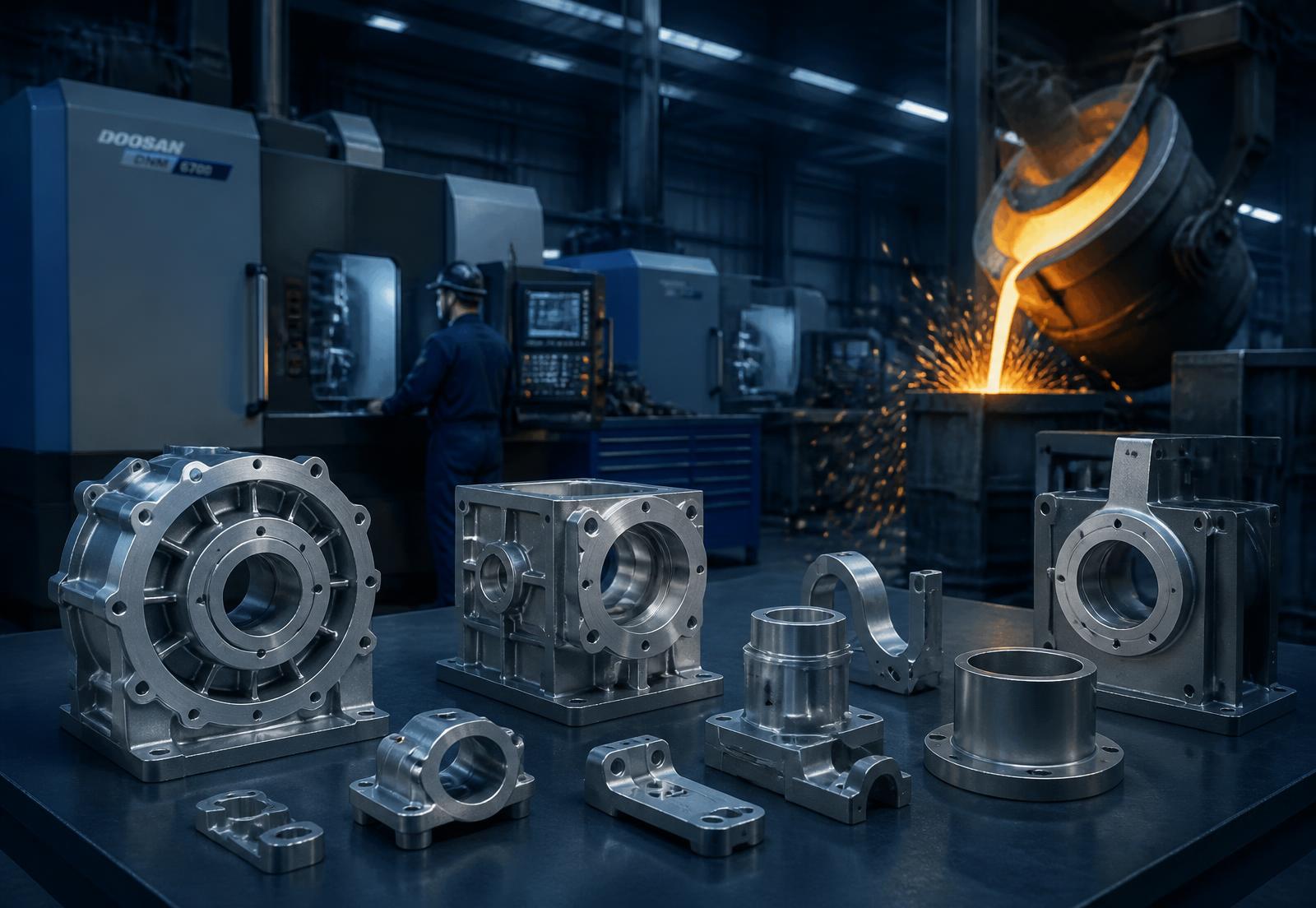 Machined and cast metal components in a SUKU partner foundry